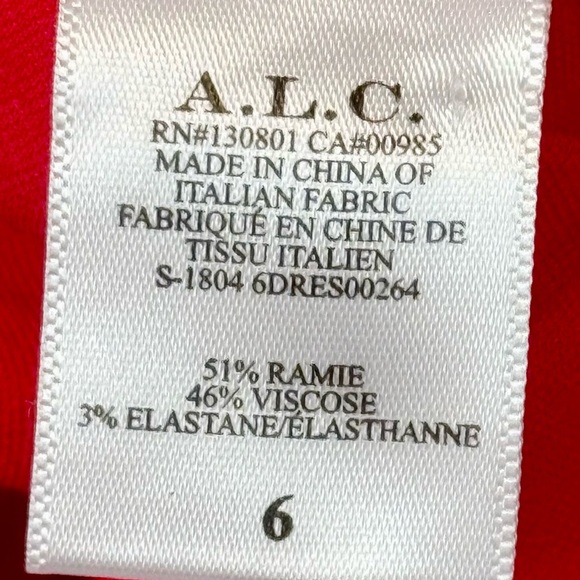 NWT A.L.C. Square Neckline Off the Shoulder Red Mini Dress Size 6 - Picture 6 of 11